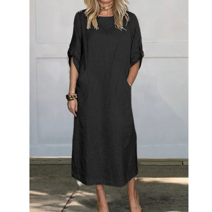 Lily™ | Comfortable Solid Color Linen Pocket Dress