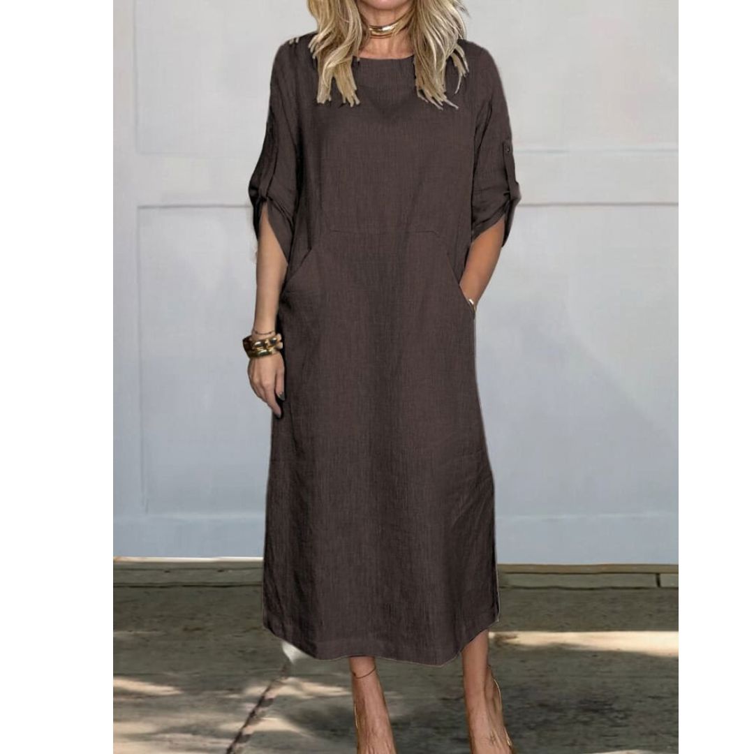 Lily™ | Comfortable Solid Color Linen Pocket Dress