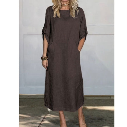 Lily™ | Comfortable Solid Color Linen Pocket Dress