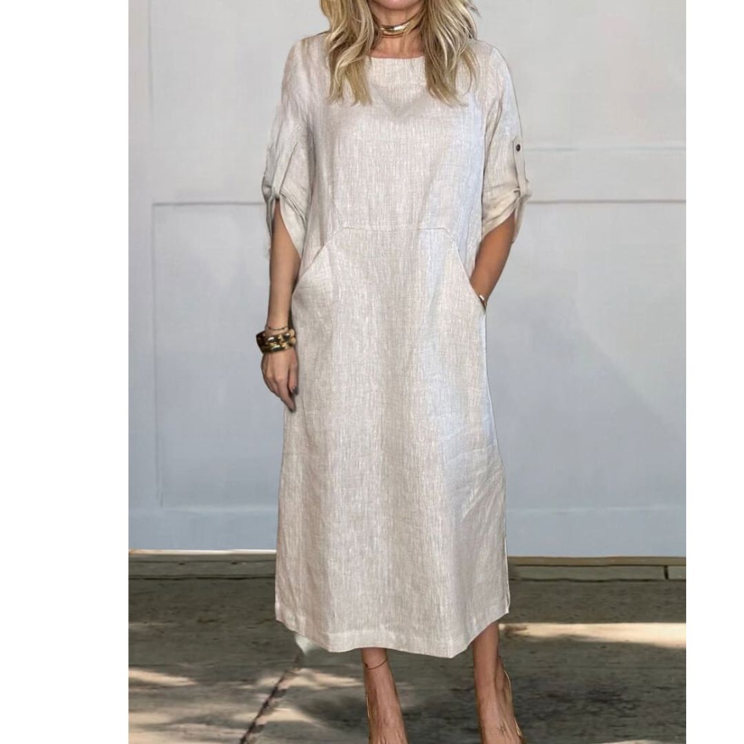 Lily™ | Comfortable Solid Color Linen Pocket Dress