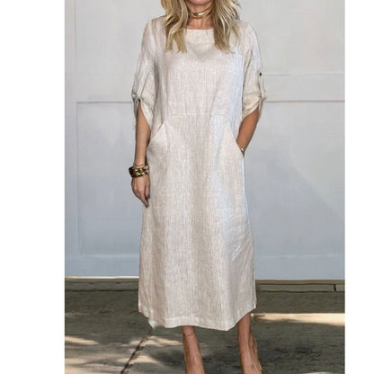 Lily™ | Comfortable Solid Color Linen Pocket Dress