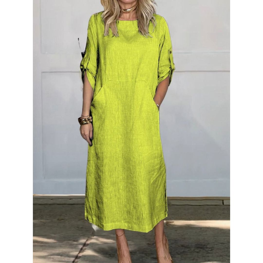 Lily™ | Comfortable Solid Color Linen Pocket Dress