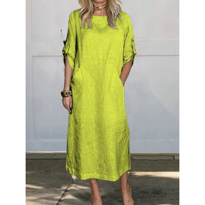 Lily™ | Comfortable Solid Color Linen Pocket Dress