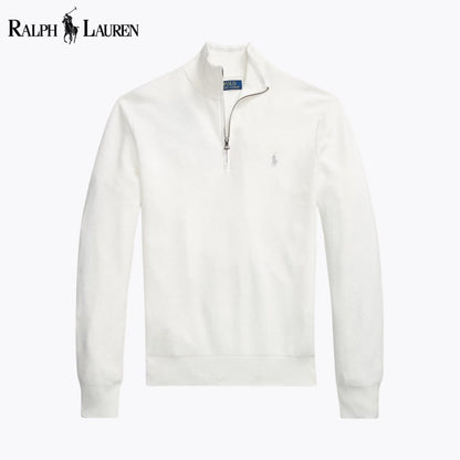 RL Mesh-Knit Cotton Quarter-Zip Sweater